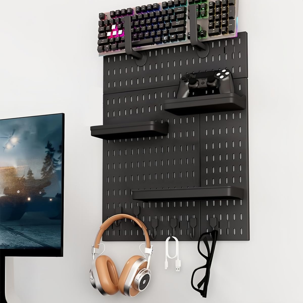 Modular Pegboard Kit with Accessories - Wall Organizer Solution