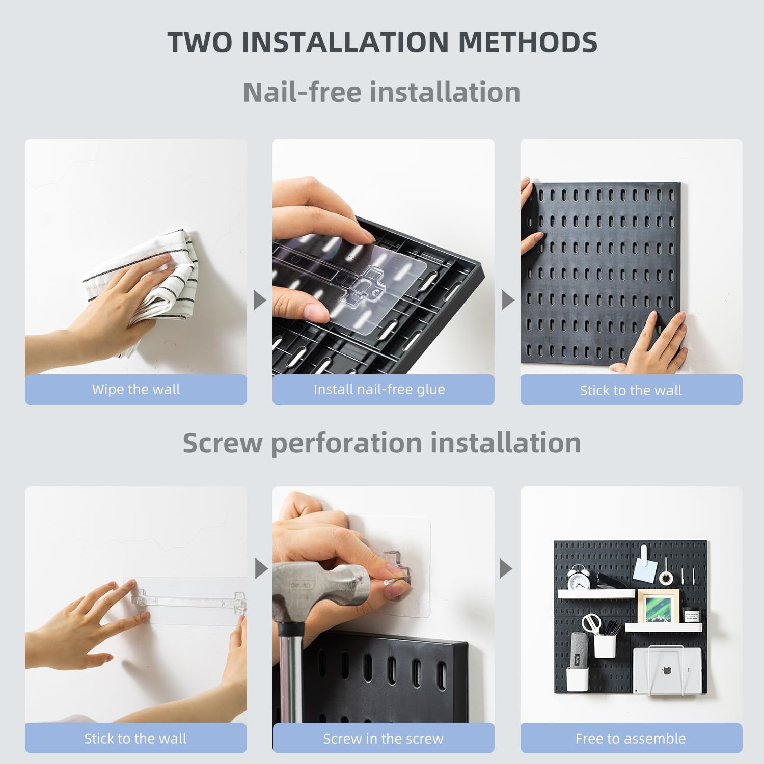 Modular Pegboard Kit with Accessories - Wall Organizer Solution