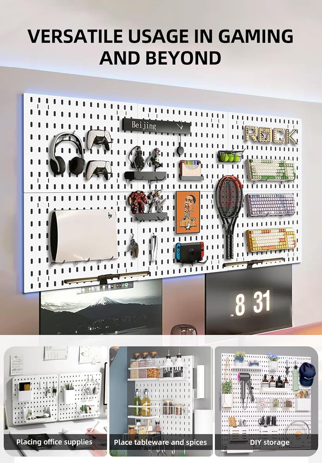 Modular Pegboard Kit with Accessories - Wall Organizer Solution