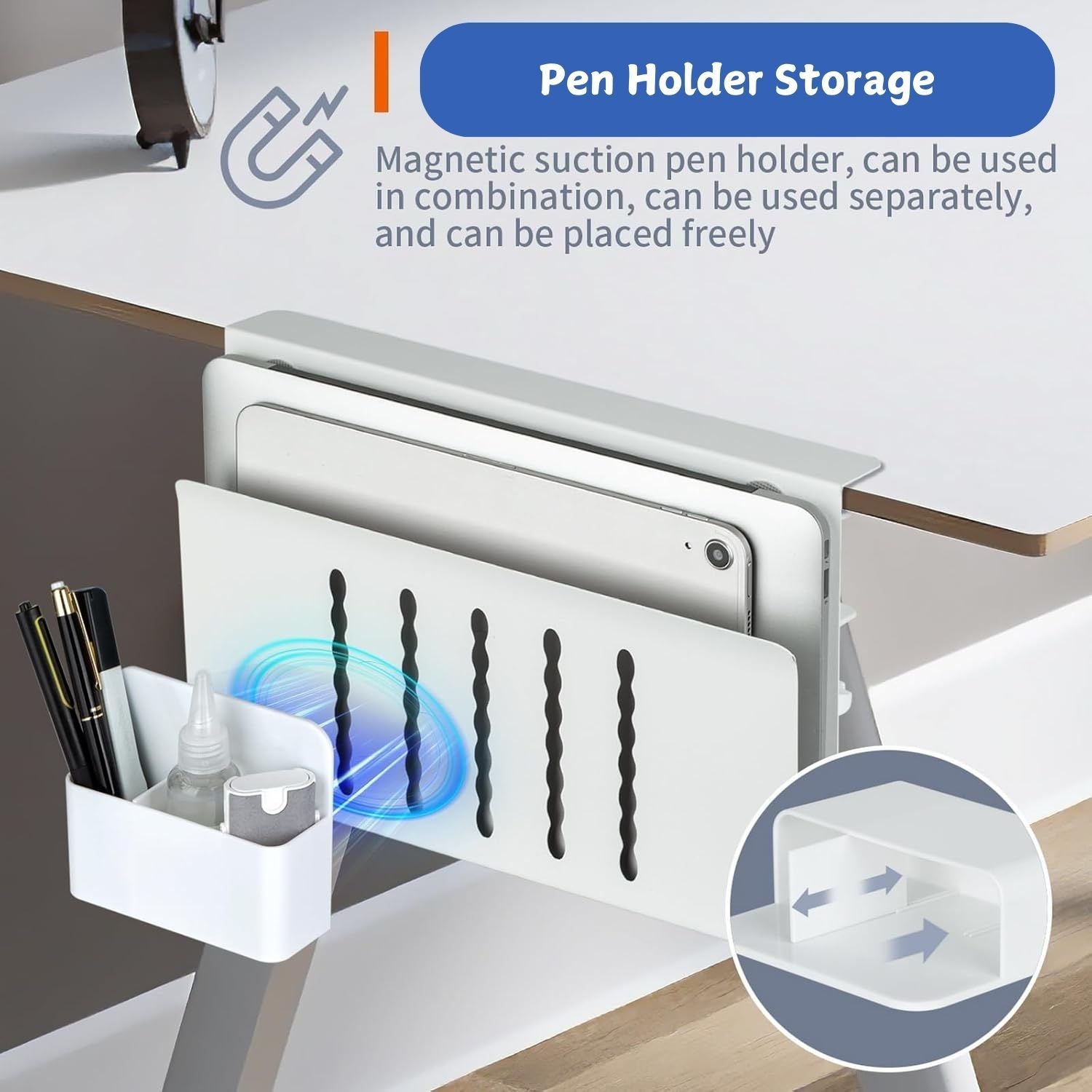 Modern Laptop Holder with Cable Tray - No-Drill Under Desk Storage