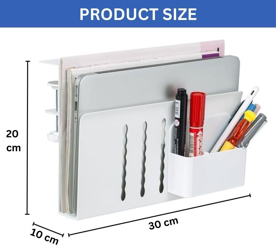 Modern Laptop Holder with Cable Tray - No-Drill Under Desk Storage