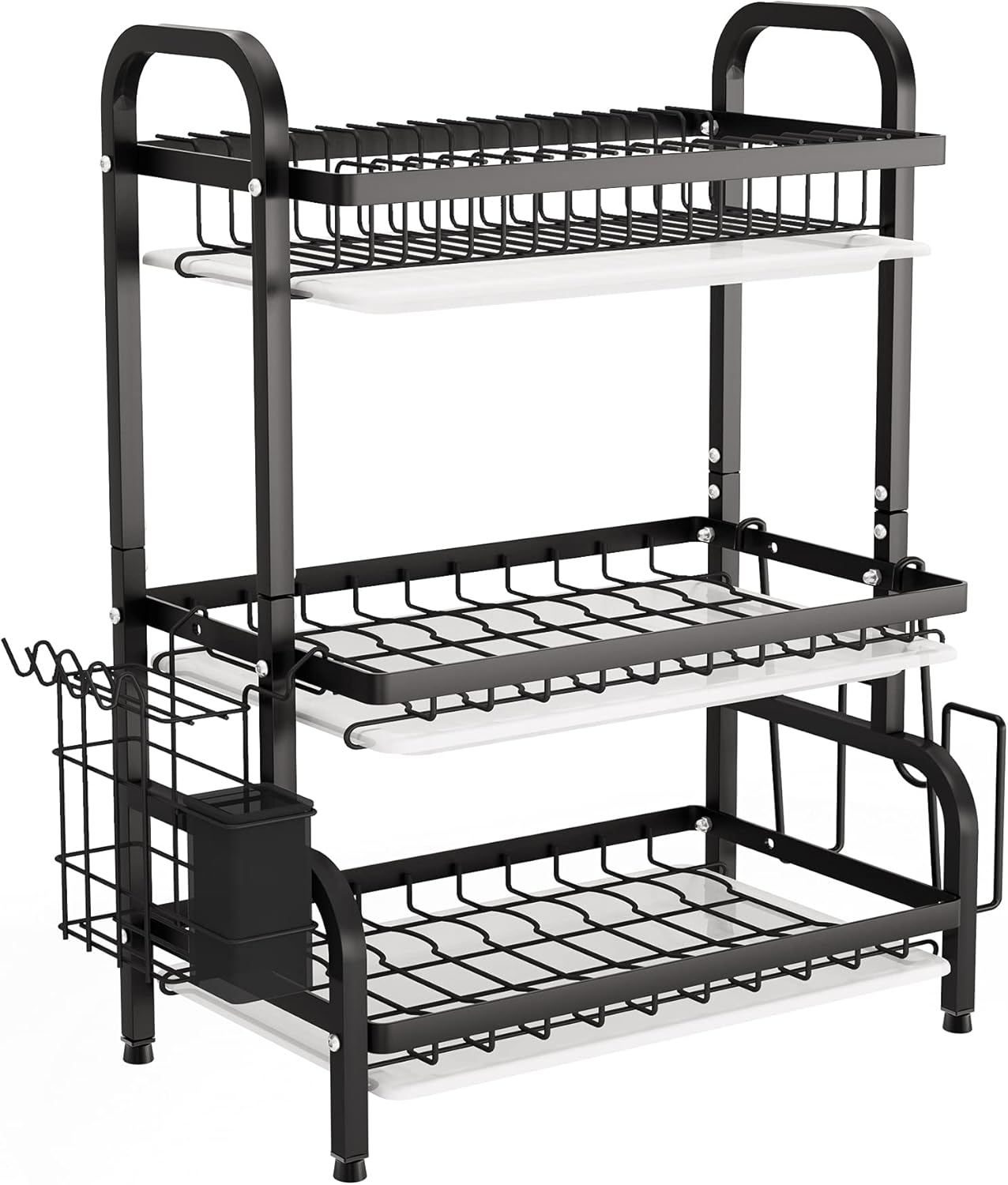 Durable 3-Tier Dish Drying Rack - Utensil & Cutting Board Holder