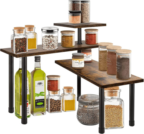 Versatile 3-Tier Wooden Corner Shelf - Kitchen Spice Rack