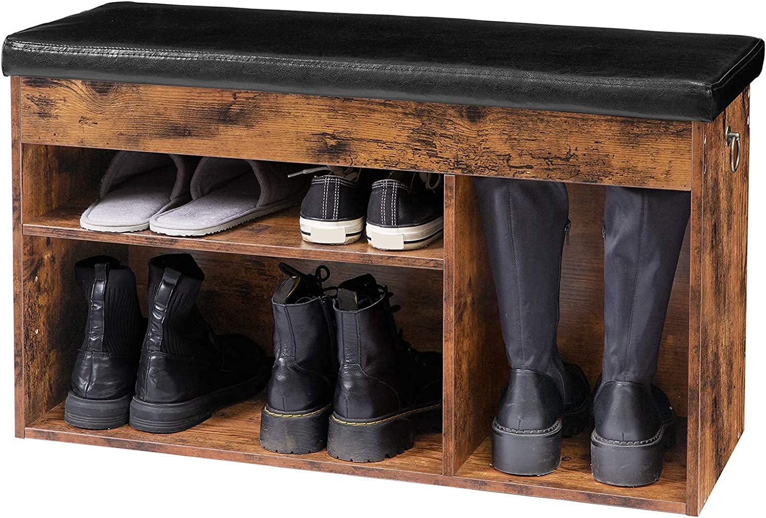 Shoe Storage Bench with Padded Cushion & Adjustable Shelf - Entryway & Living Room