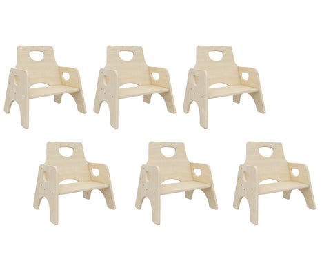 Kids Stackable Wooden Toddler Chair H25cm - 6 Pack