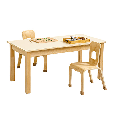 Kids Birch and White Rectangular Table - H54cm