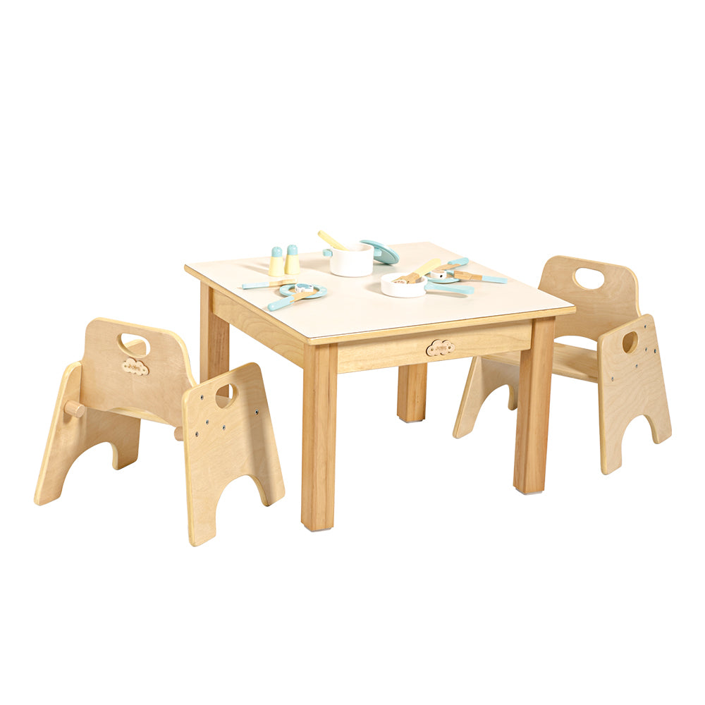 Kids Birch Plywood White Square Table - H54cm