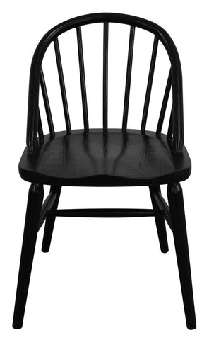 2x Solid Oak Dining Chair - (Black)