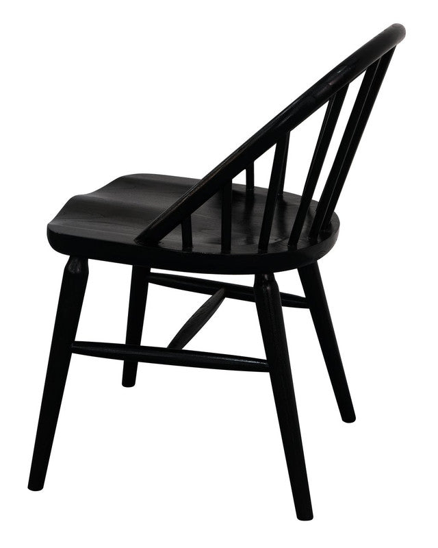 2x Solid Oak Dining Chair - (Black)