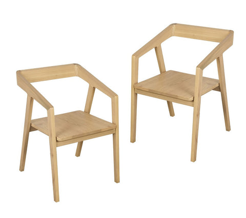 Solid Oak Arm Chair - Set of 2 (Natural)