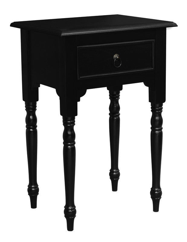 Turn Leg 1 Drawer Side Table  (Black)