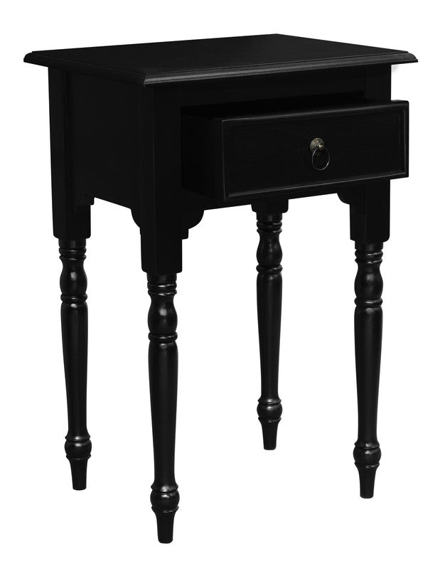 Turn Leg 1 Drawer Side Table  (Black)