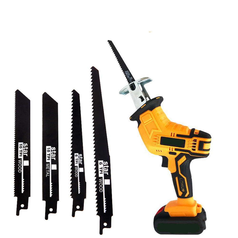 Cordless Electric Reciprocating Saw Cutter (Yellow, Blades Included)