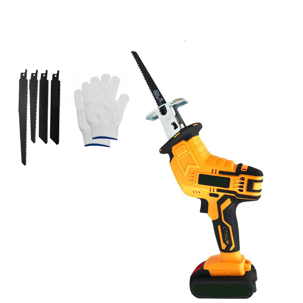 Cordless Electric Reciprocating Saw Cutter (Yellow, Blades Included)