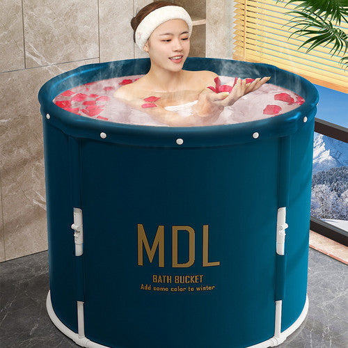 Portable Foldable Oxford Bathtub - 70x65cm Spa Water Bucket