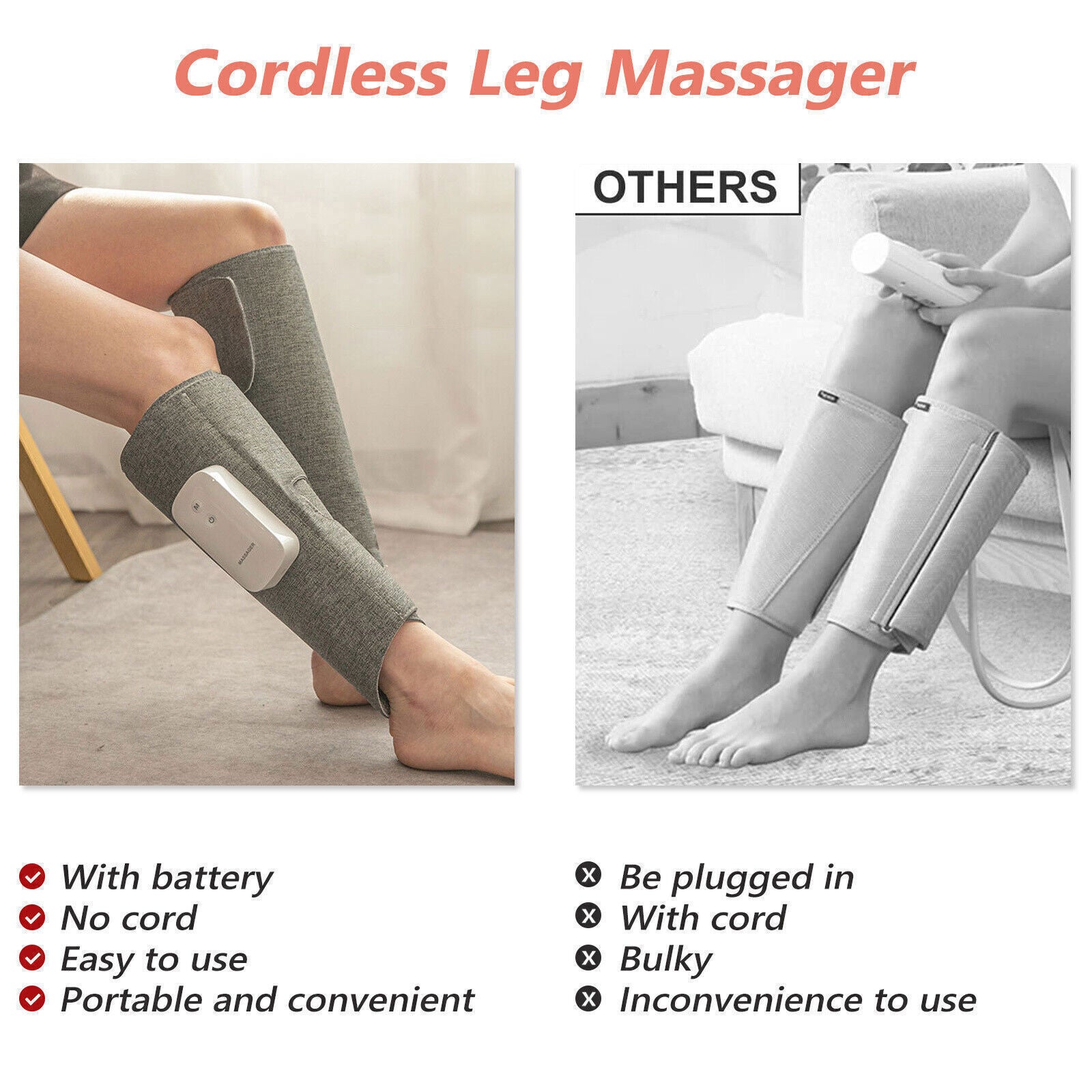 Heated Air Compression Leg Massager For Circulation