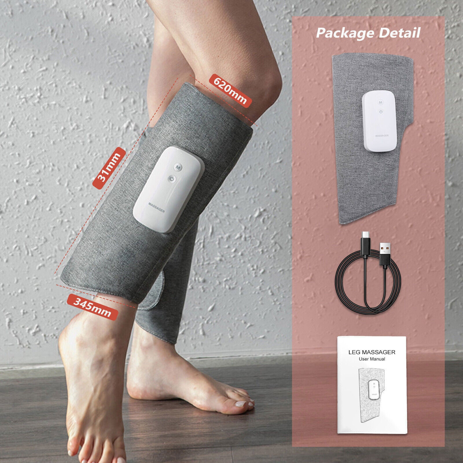 Heated Air Compression Leg Massager For Circulation