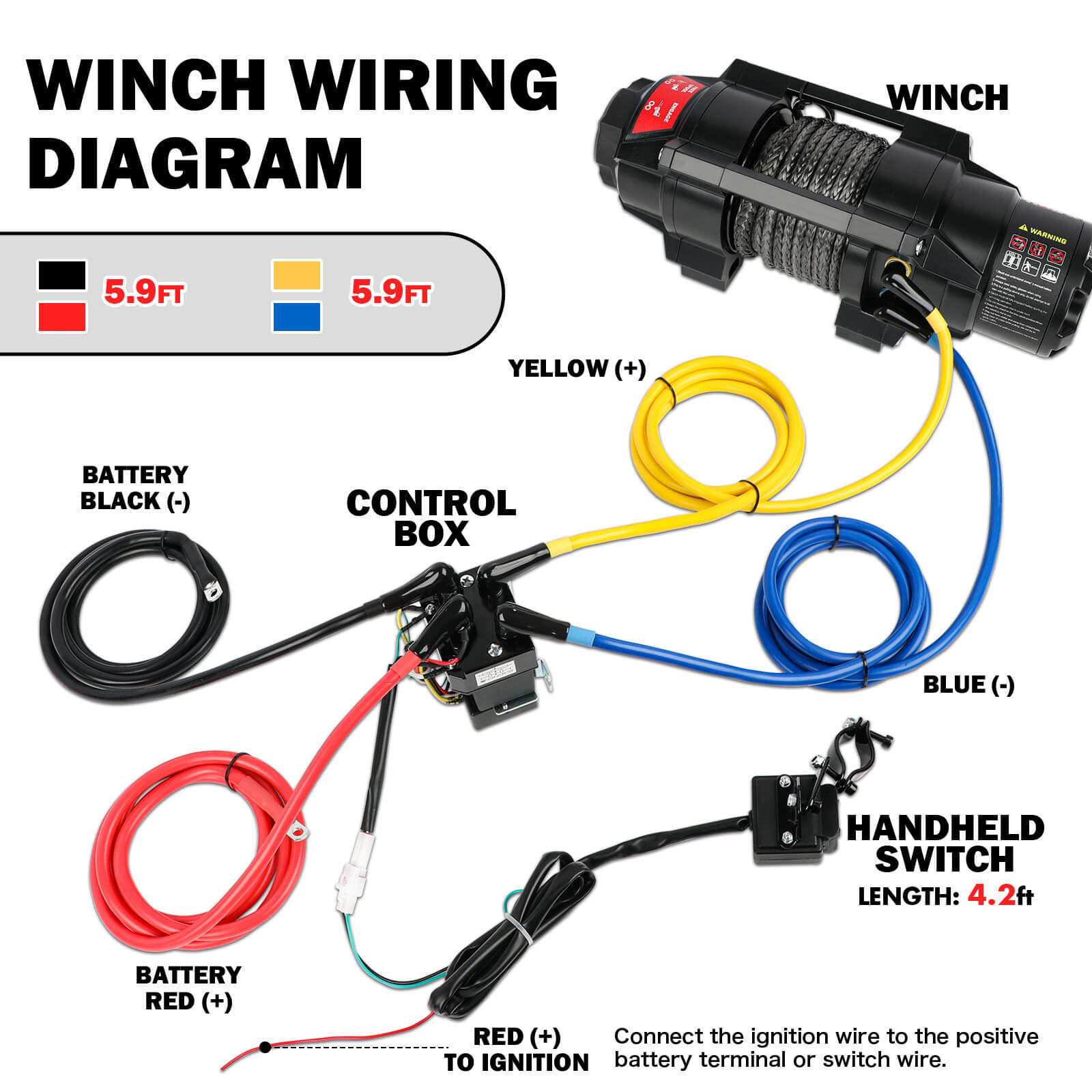 5000LBS 12V Electric Winch with Synthetic Rope