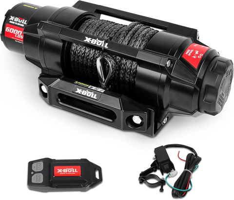 Heavy-Duty 6000lbs Electric Winch - 12V Synthetic Rope