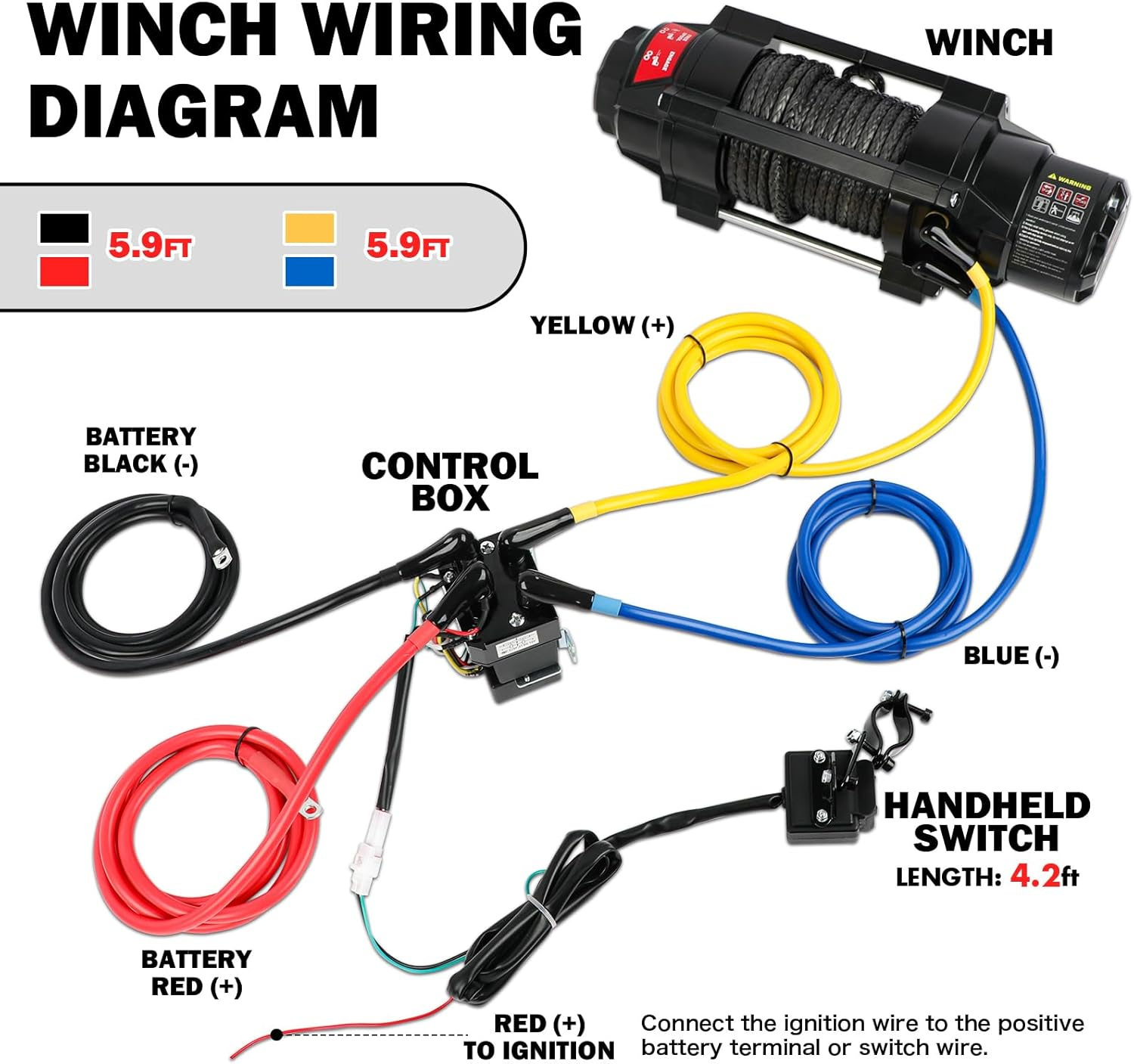 Heavy-Duty 6000lbs Electric Winch - 12V Synthetic Rope