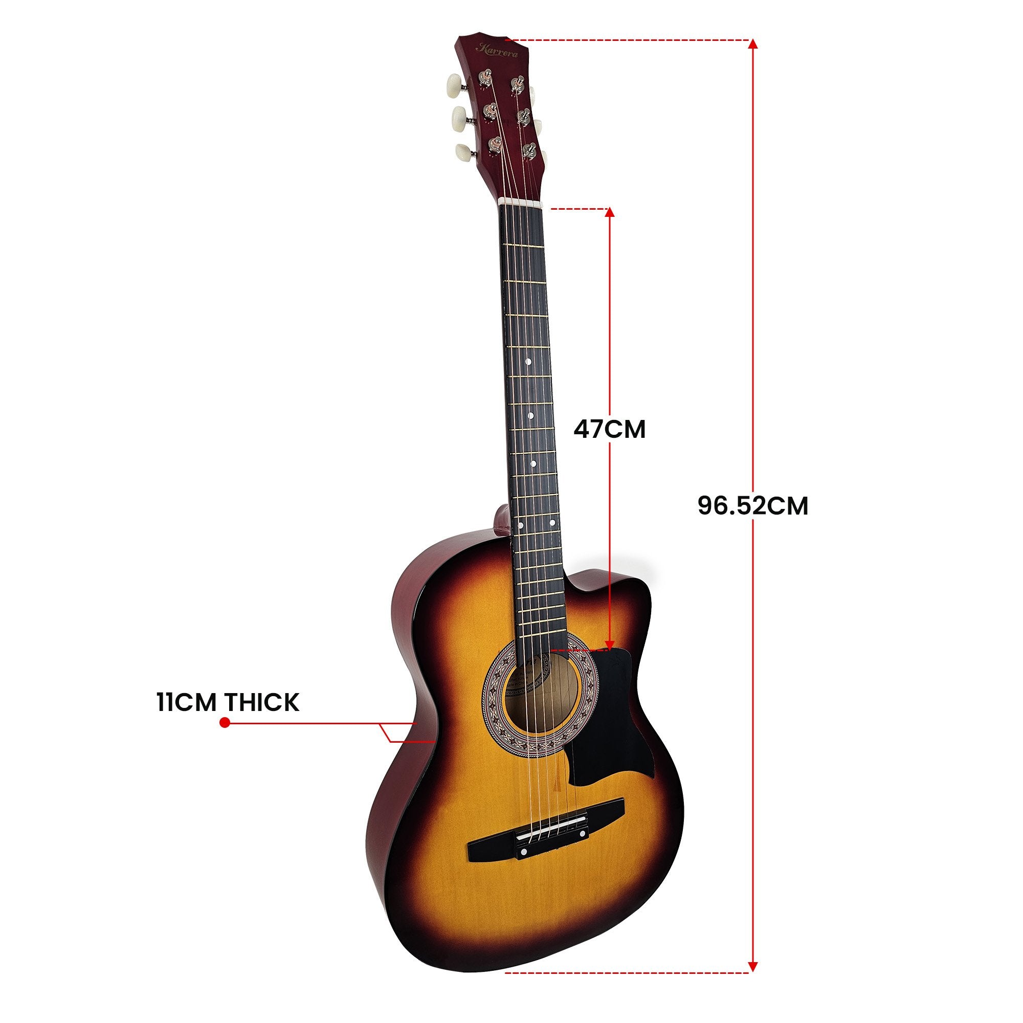 38-Inch Acoustic Guitar with Steel Strings & Carry Bag