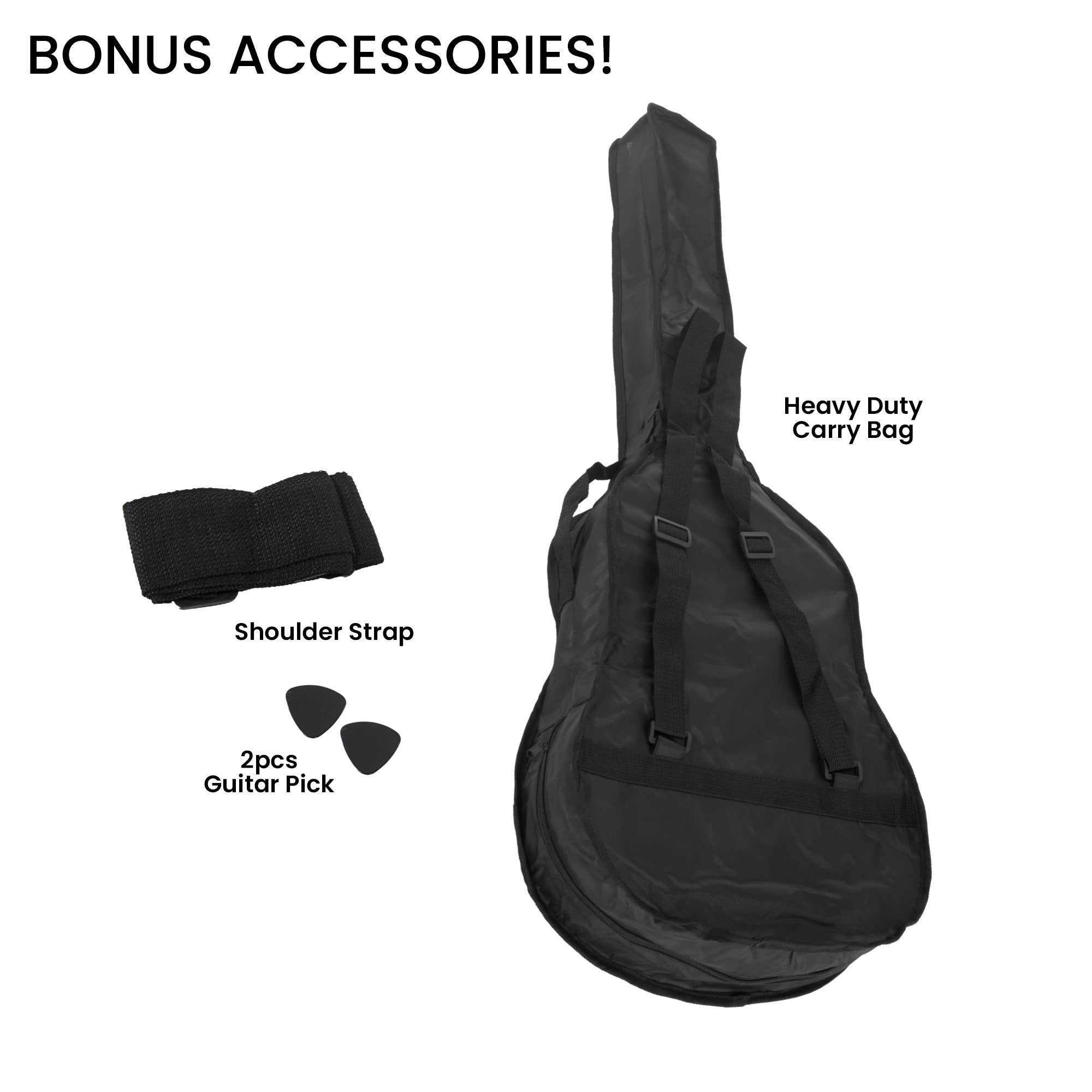 38-Inch Acoustic Guitar with Steel Strings & Carry Bag