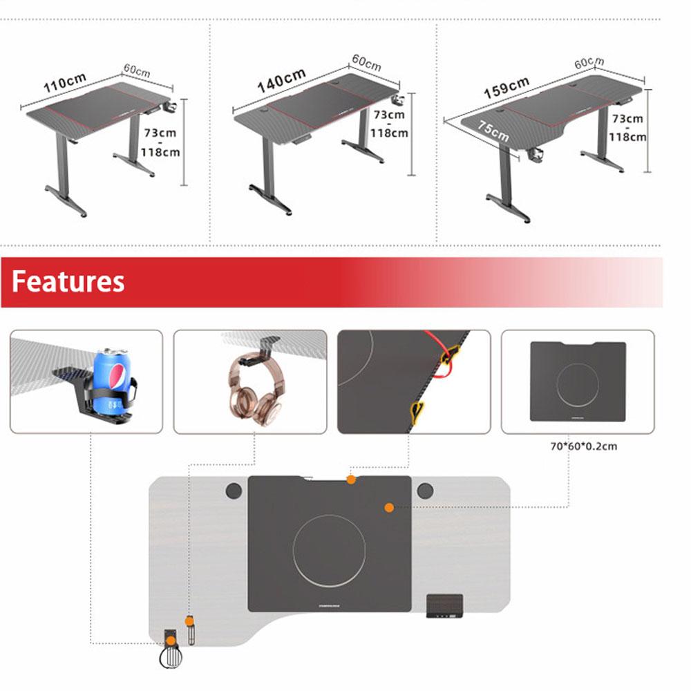 Gaming Standing Desk Office Lift Electric Height Adjustable Sit To Stand Motorized Desk