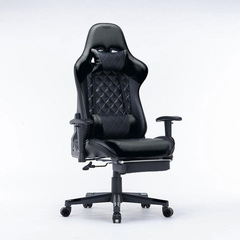 Gaming Chair Ergonomic Racing Chair Reclining Gaming Seat 3D Armrest Footrest Black