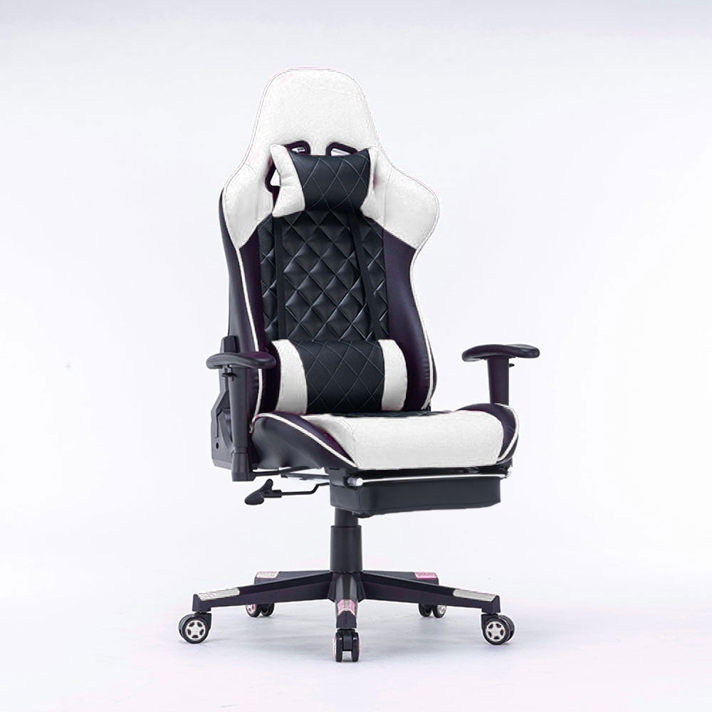 Gaming Chair Ergonomic Racing Chair Reclining Gaming Seat 3D Armrest Footrest Black