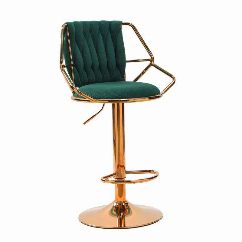 Green Velvet Bar Stools - Gold Base, Stylish & Comfortable (Set of 2)