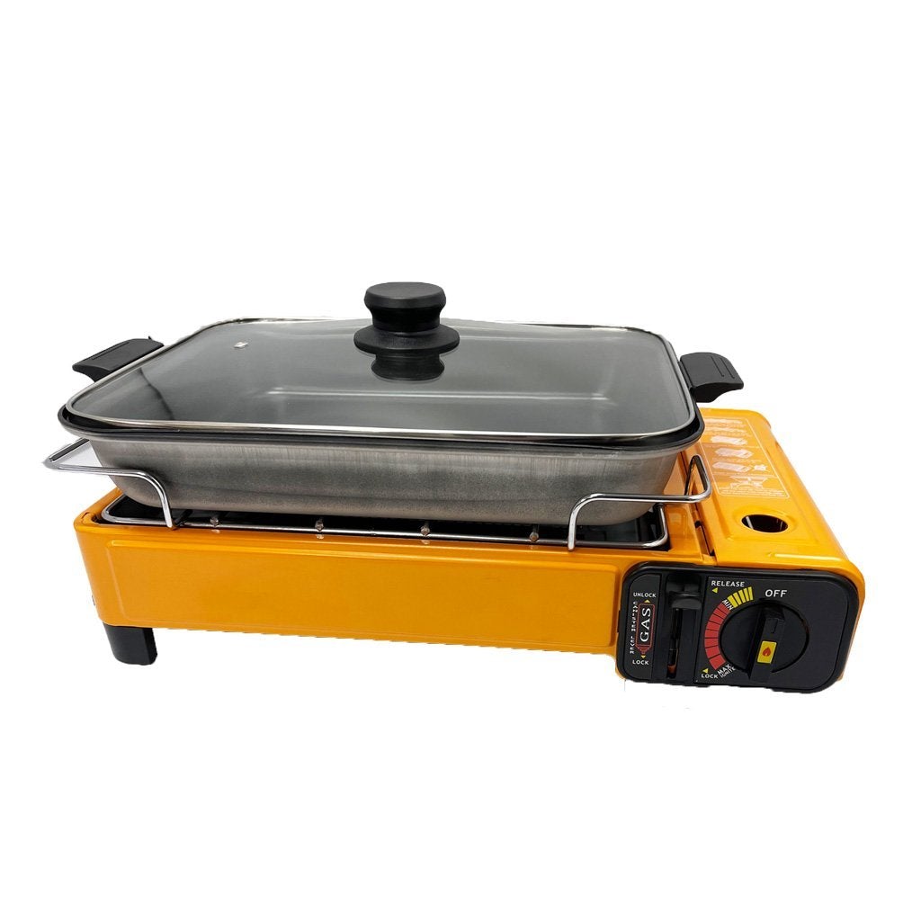 Portable Black Gas Stove BBQ Cooker with Plate