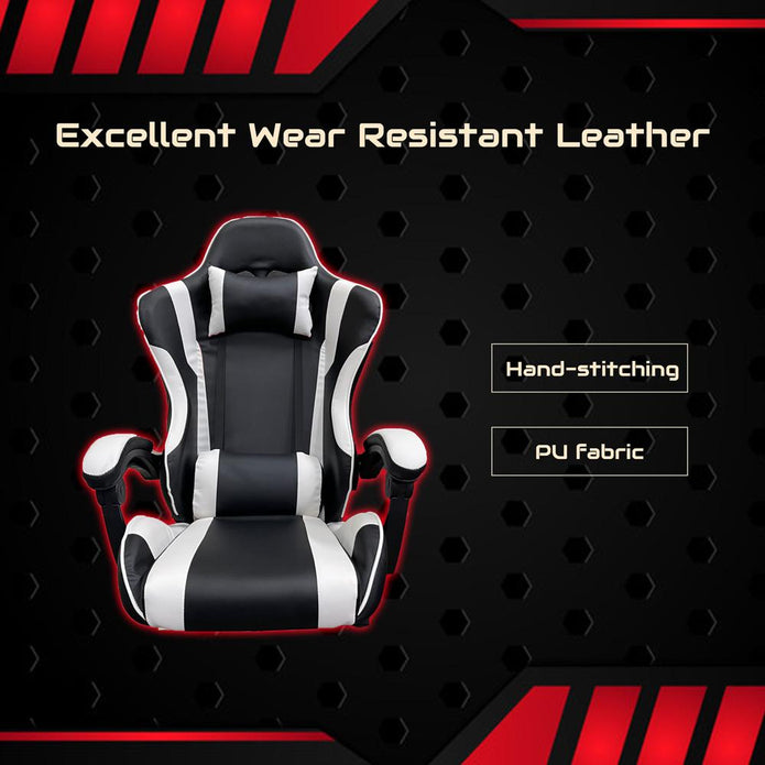 Gaming Chair Executive Racer Recliner - Large, Black/White