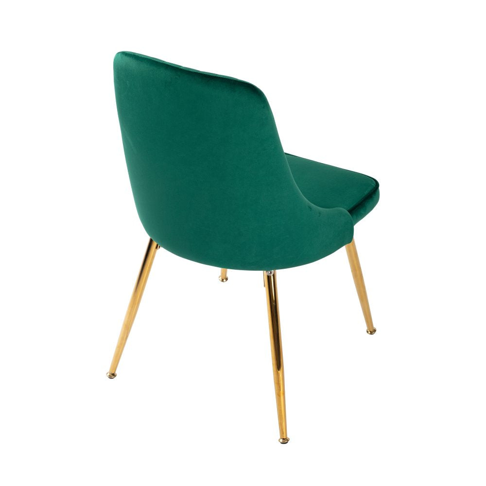 Forever Set Of 2 Blue/Green Velvet Dining Chairs – Gold Metal Legs