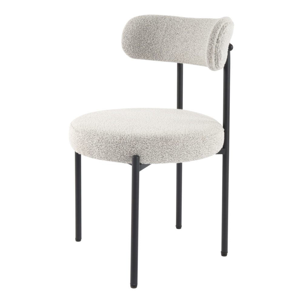 Plush Boucle Cushioned Elsa Dining Chairs in Slate Grey