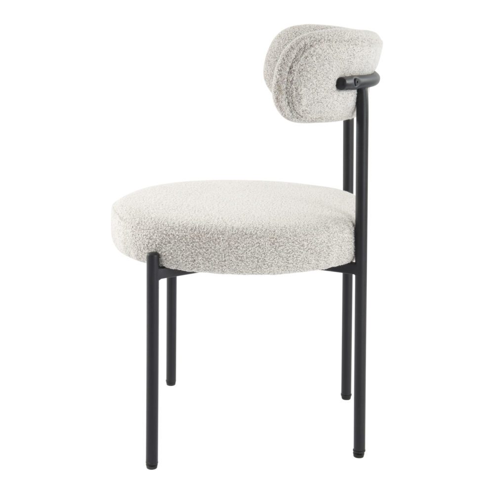 Plush Boucle Cushioned Elsa Dining Chairs in Slate Grey