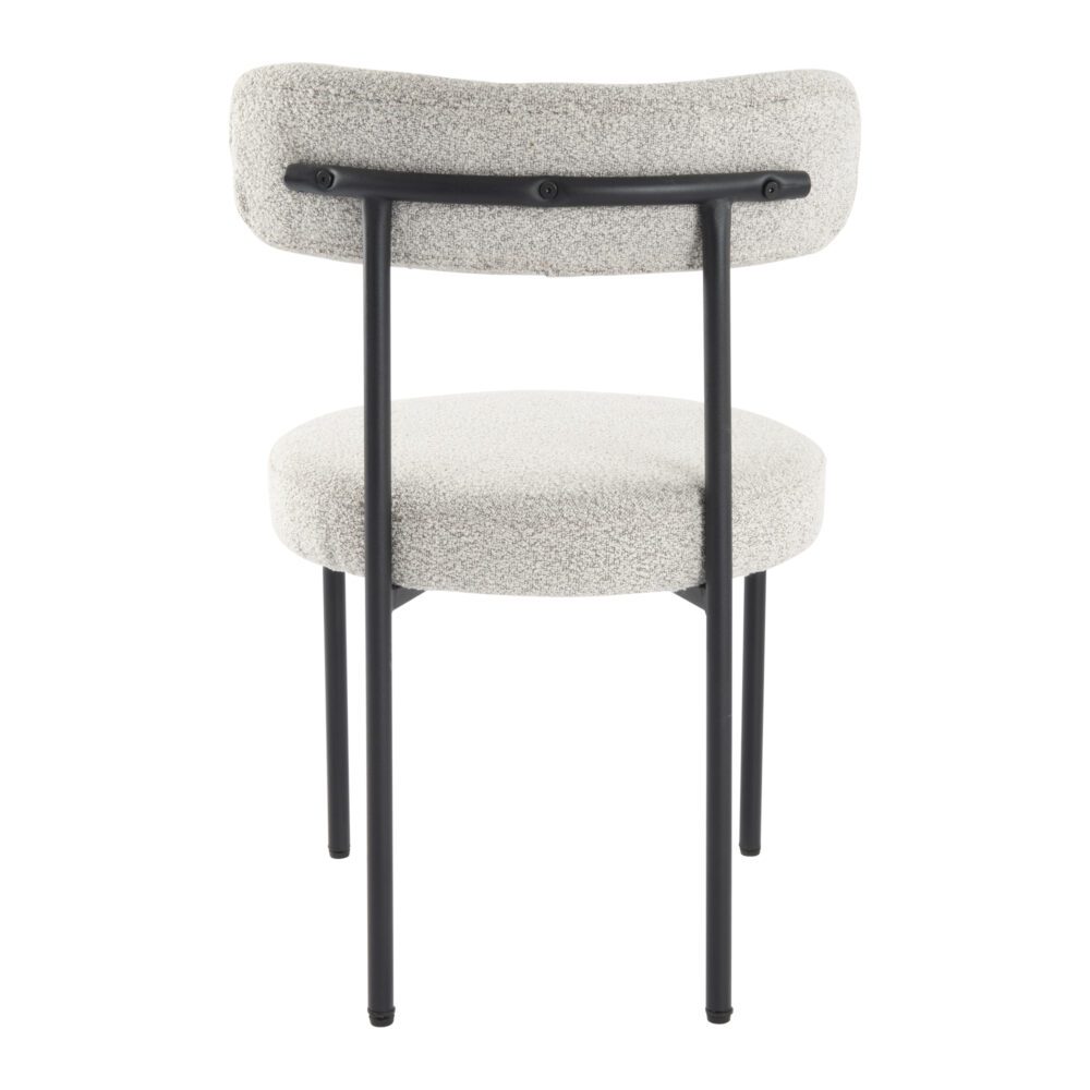 Plush Boucle Cushioned Elsa Dining Chairs in Slate Grey