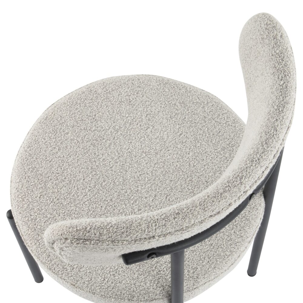 Plush Boucle Cushioned Elsa Dining Chairs in Slate Grey