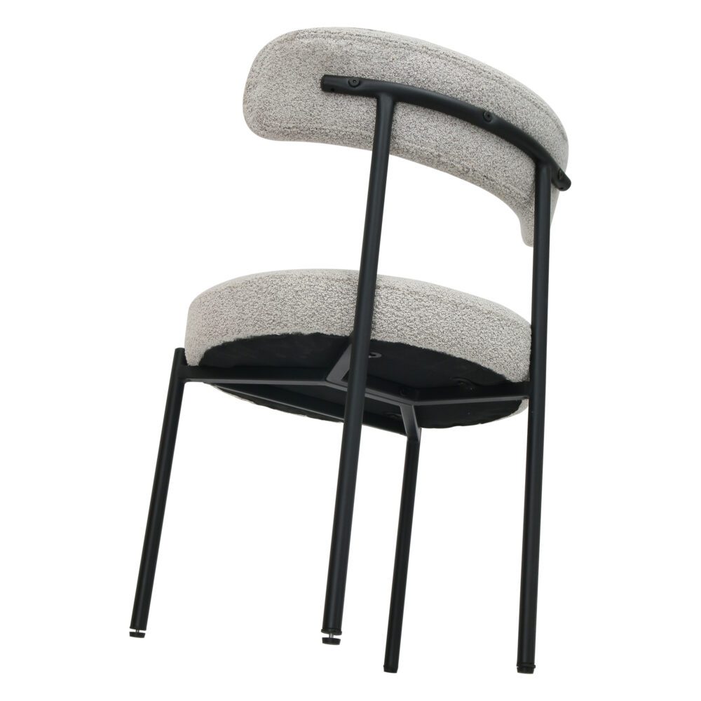 Plush Boucle Cushioned Elsa Dining Chairs in Slate Grey