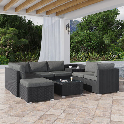 Modular Outdoor Lounge Set: Sleek and Spacious in Black