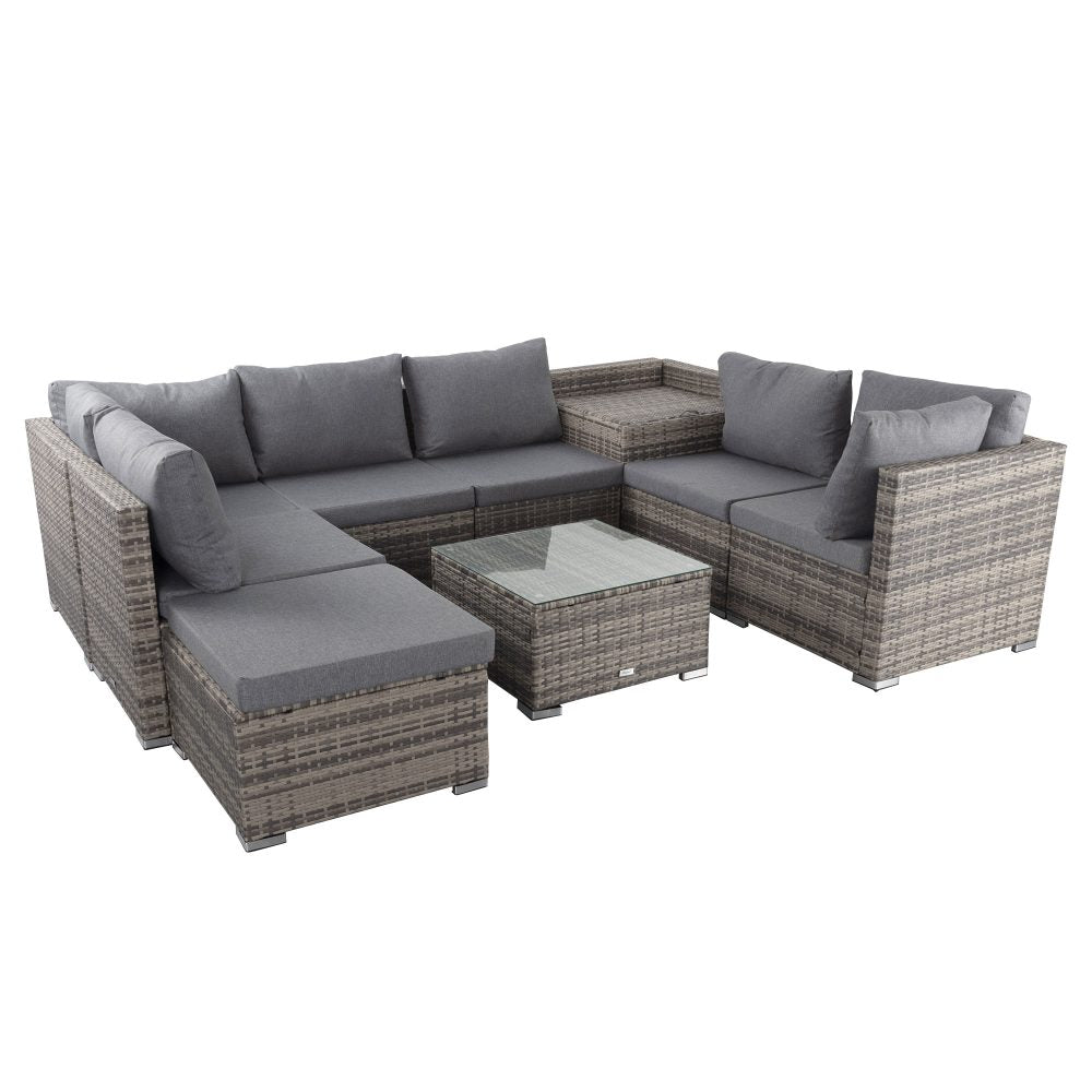 Large Modular Outdoor Ottoman Lounge Set In Grey