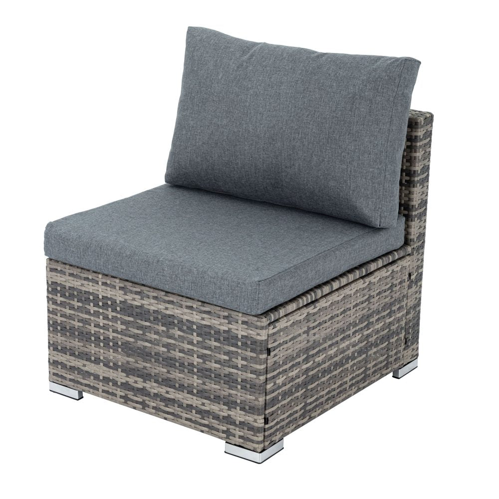 Large Modular Outdoor Ottoman Lounge Set In Grey