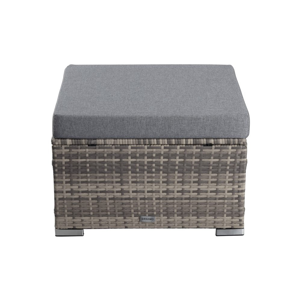 Large Modular Outdoor Ottoman Lounge Set In Grey