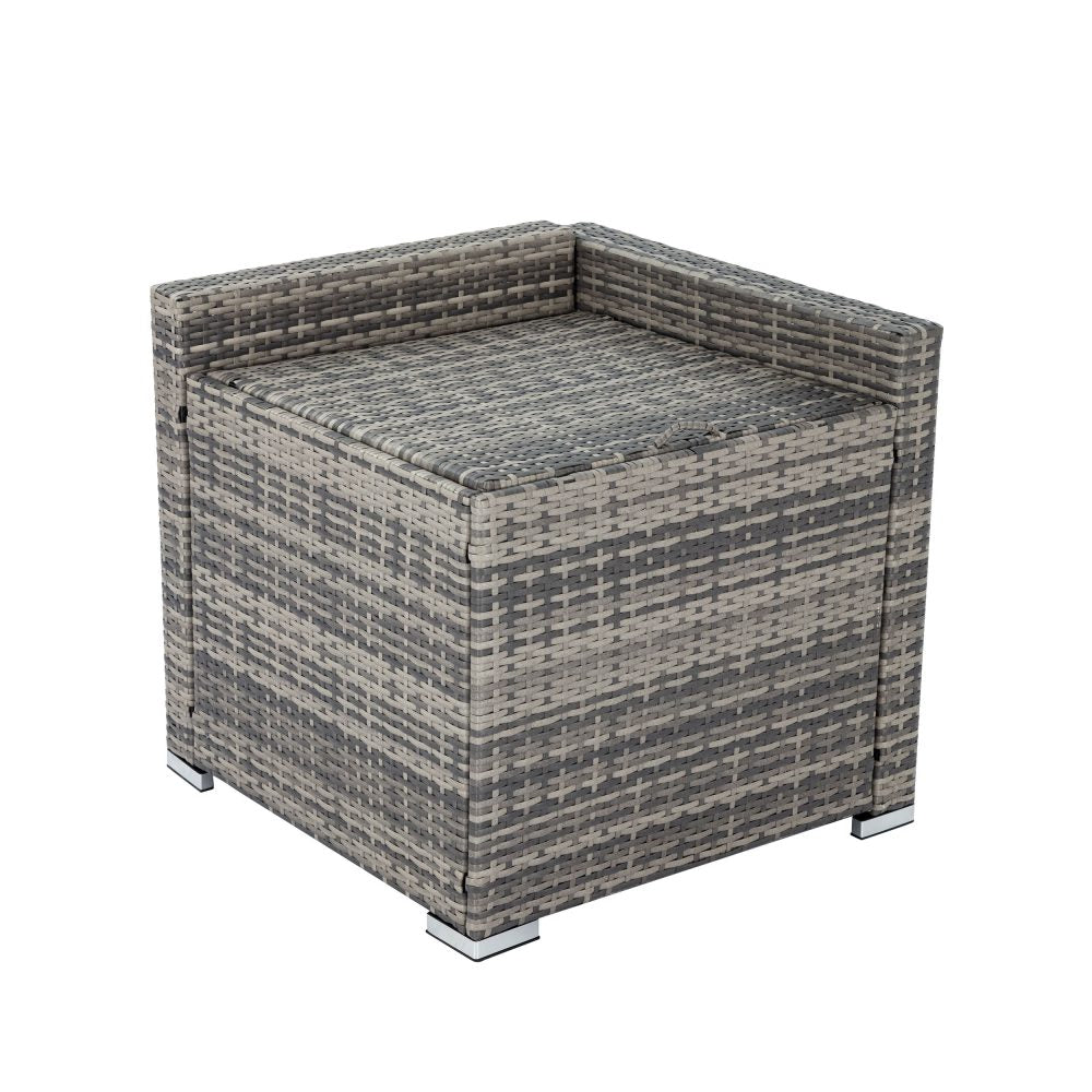 7Pc Outdoor Wicker Lounge With Storage Corner (Grey)