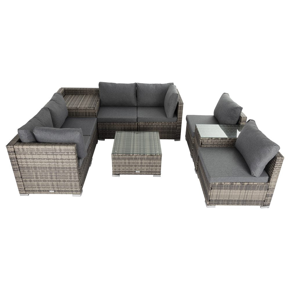 Modular Outdoor Lounge Set-9pcs Sofa, Armchairs and Coffee Table