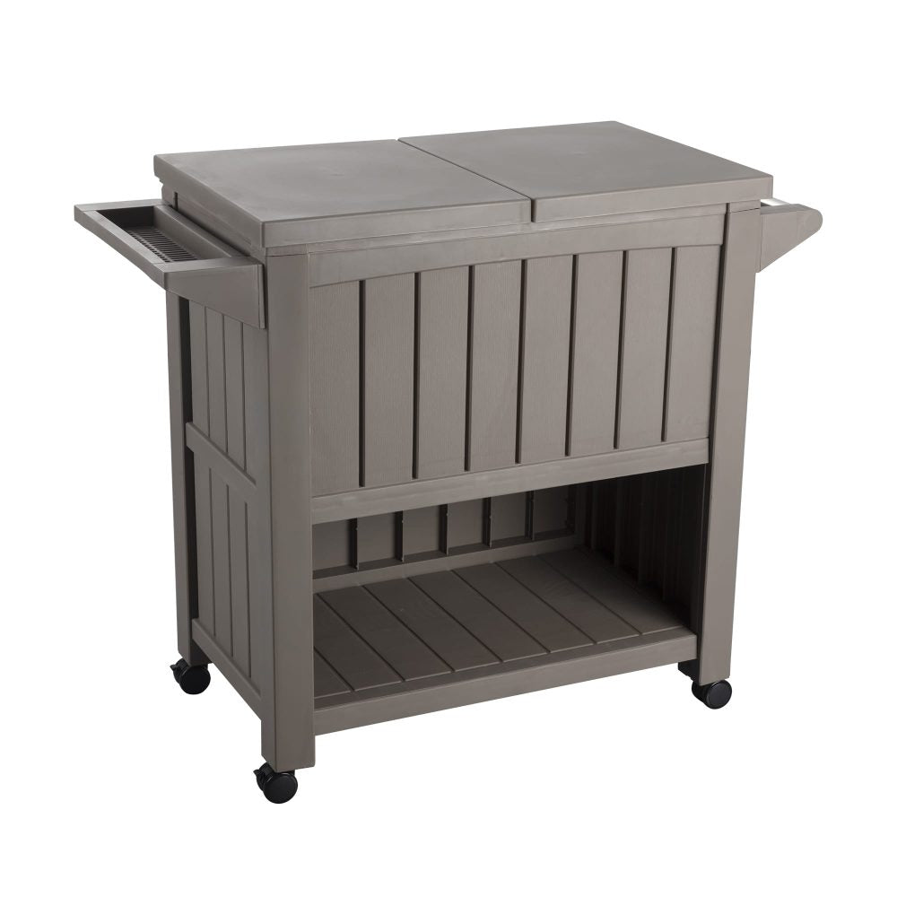 Garden Bar Serving Cart with Cooler Taupe