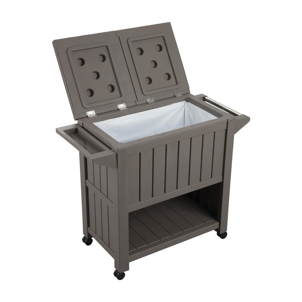 Garden Bar Serving Cart with Cooler Taupe