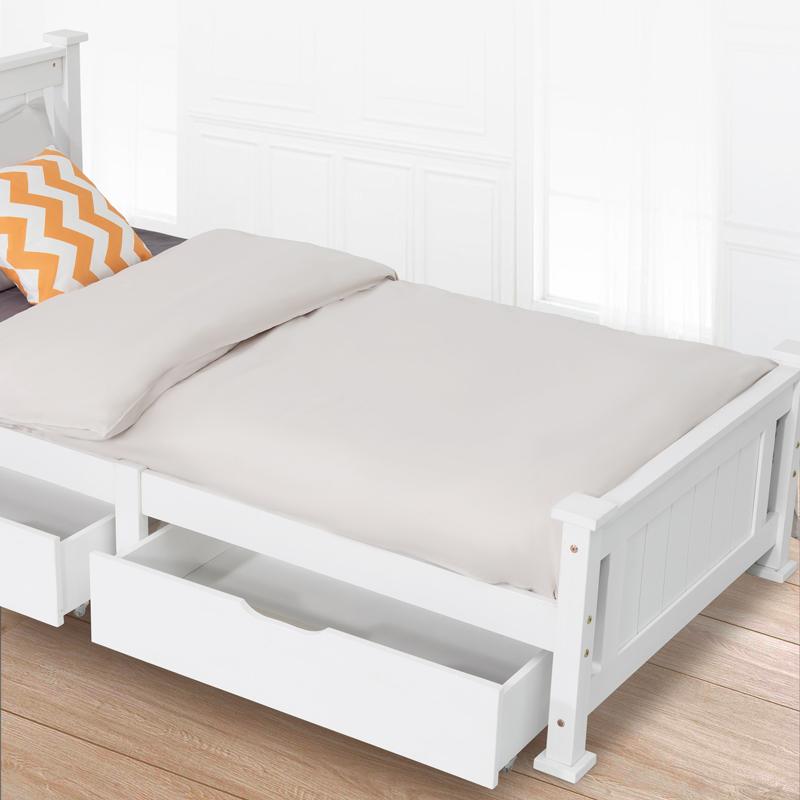 Wooden Bed Frame Storage Trundle Drawers-White(Only Drawers)