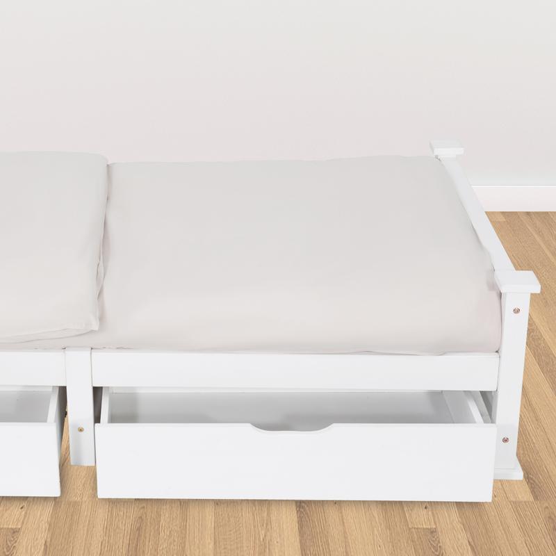 Wooden Bed Frame Storage Trundle Drawers-White(Only Drawers)