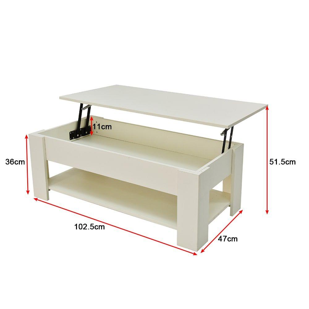 Lift Up Coffee Table With Storage-White