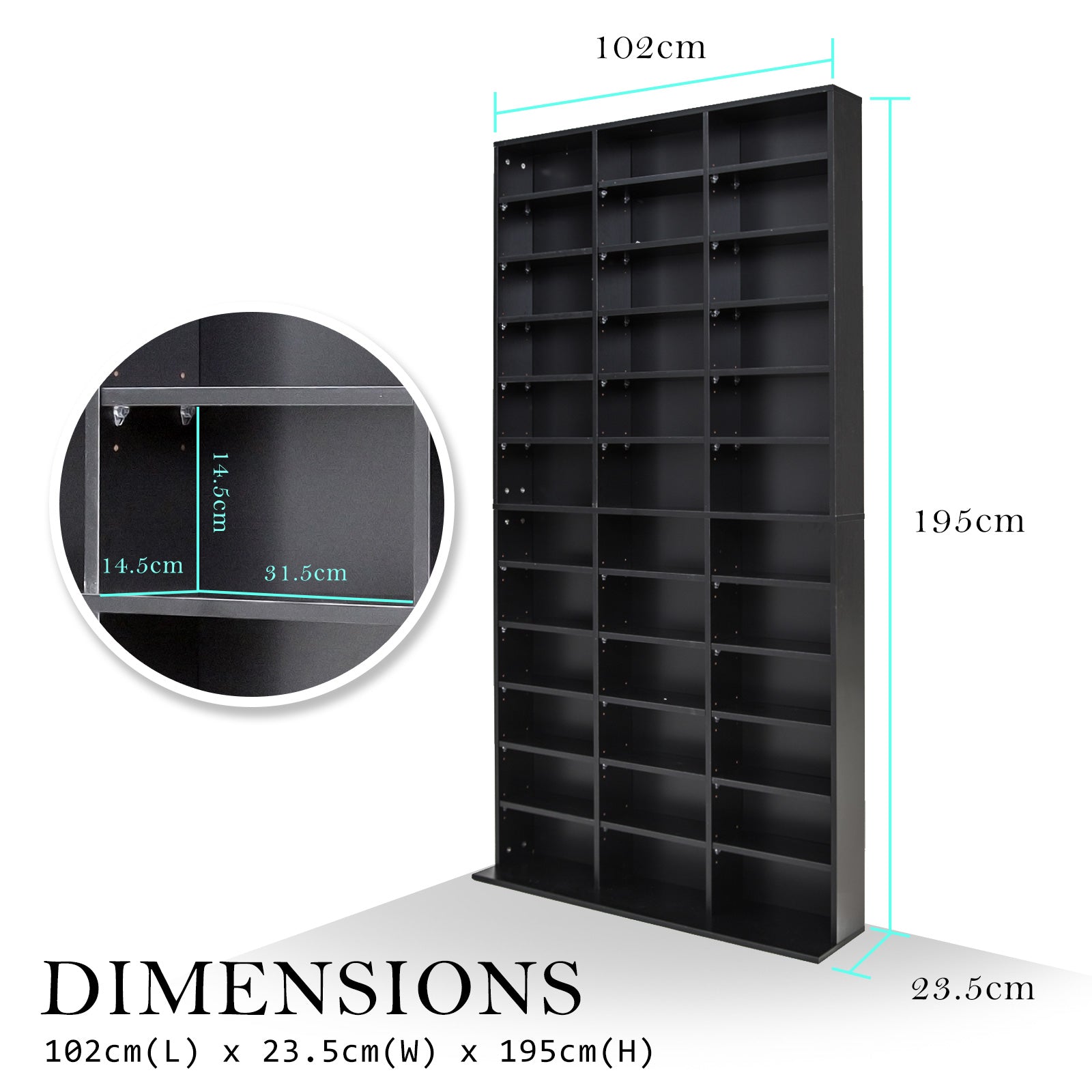 Elegant Media Organization Adjustable Shelves Cupboard - Espresso